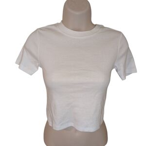 Topshop White Fitted Crop T-Shirt